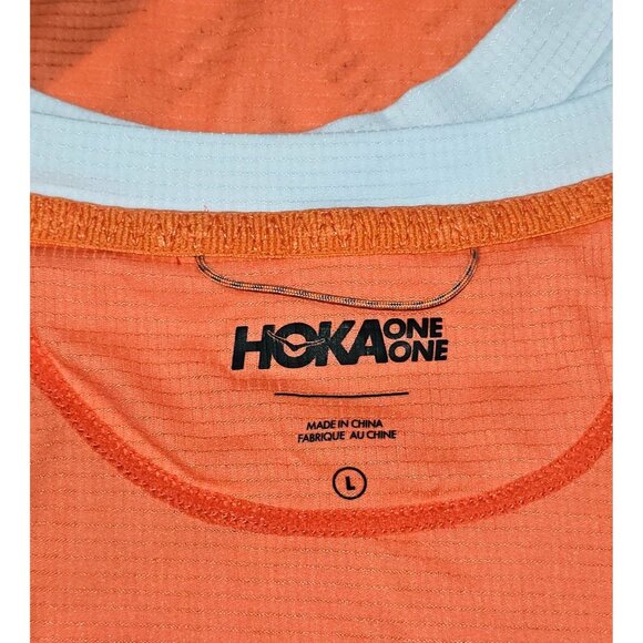 Hoka One One Women's Orange/White Sleeveless Running Glide Tank Top Size L 122 - Picture 6 of 11
